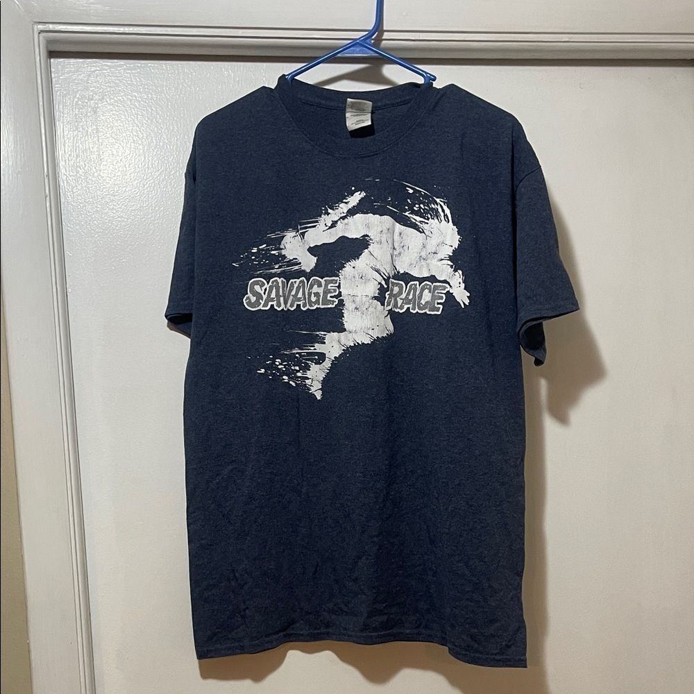 Navy Savage Race T-Shirt size large